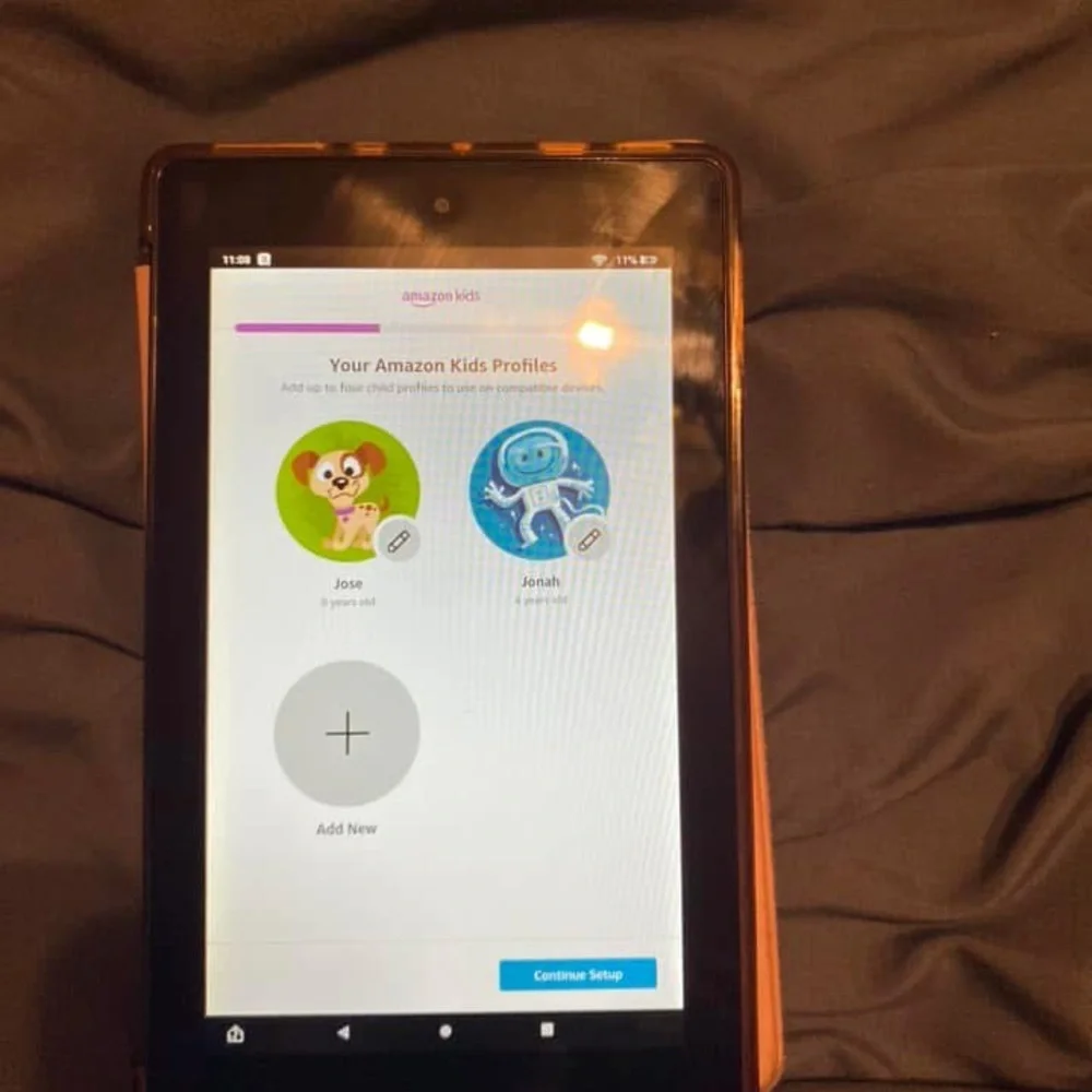 Amazon Fire Tablet! Works well. Comes with charger and case
